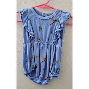 KYTE Baby Girls Blue Short Sleeve Outfit Size 0-3 Months Birds Rayon Of Bamboo